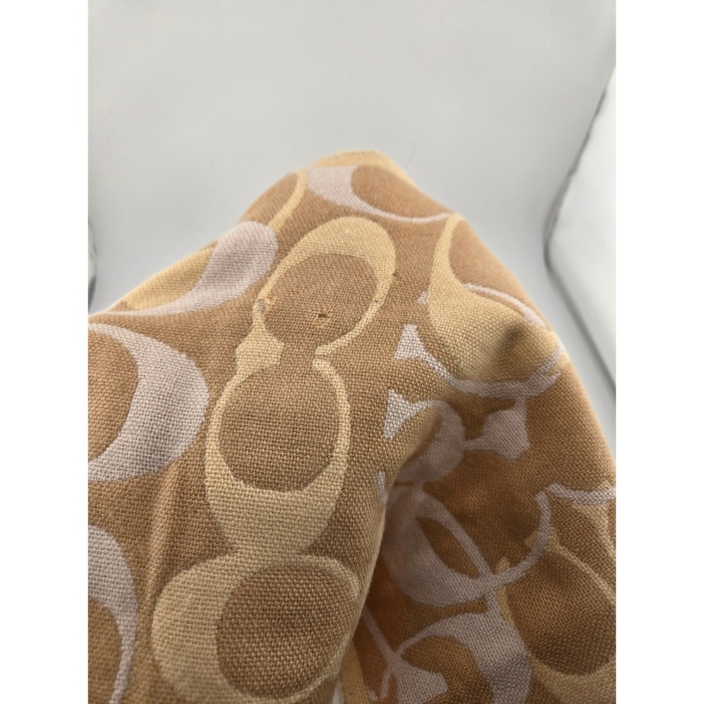 Coach Signature Monogram Jacquard Scarf Beige Cream Fringe Tassel Wrap - Picture 9 of 9